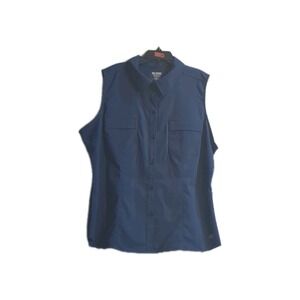 NWT REEL LEGENDS MARINER Women's Sleeveless Button-Up Shirt BLUE Size 1X